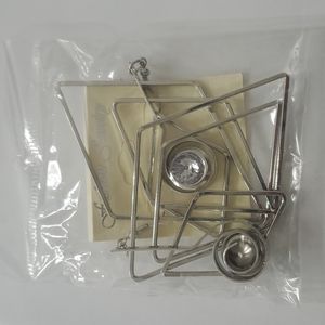 Geometric Triangular Silver Evening Earrings